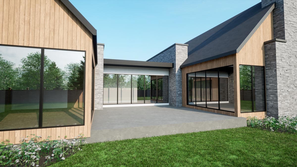 Plan 493010GNT: Contemporary Scandinavian-Style Farmhouse Plan with Courtyard - Image #5 - Contemporary, Mid Century Modern, Modern, Modern Farmhouse, New American, Scandinavian