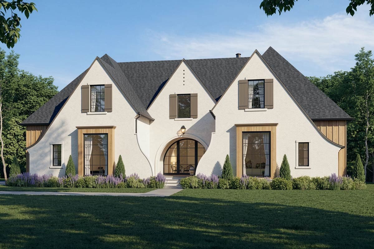Plan 93185EL: 3-Bed Transitional Tudor Home Plan with Optional Bonus Room above Garage - Image #1 - Acadian, European, Southern, Transitional, Tudor