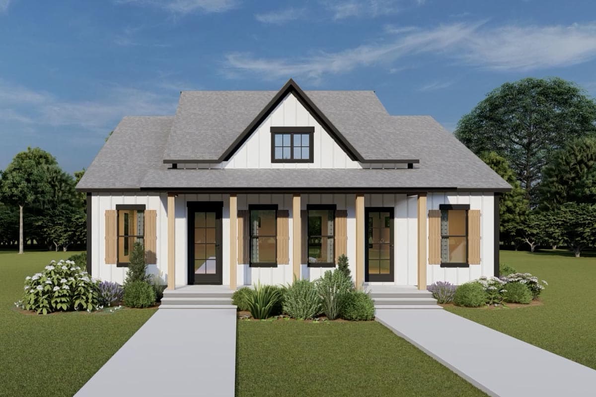 Plan 100305GHR: Modern Farmhouse Duplex House Plan with Matching 1046 Square Foot 3-Bed Units - Image #5 - Country, Farmhouse, Modern Farmhouse, Southern