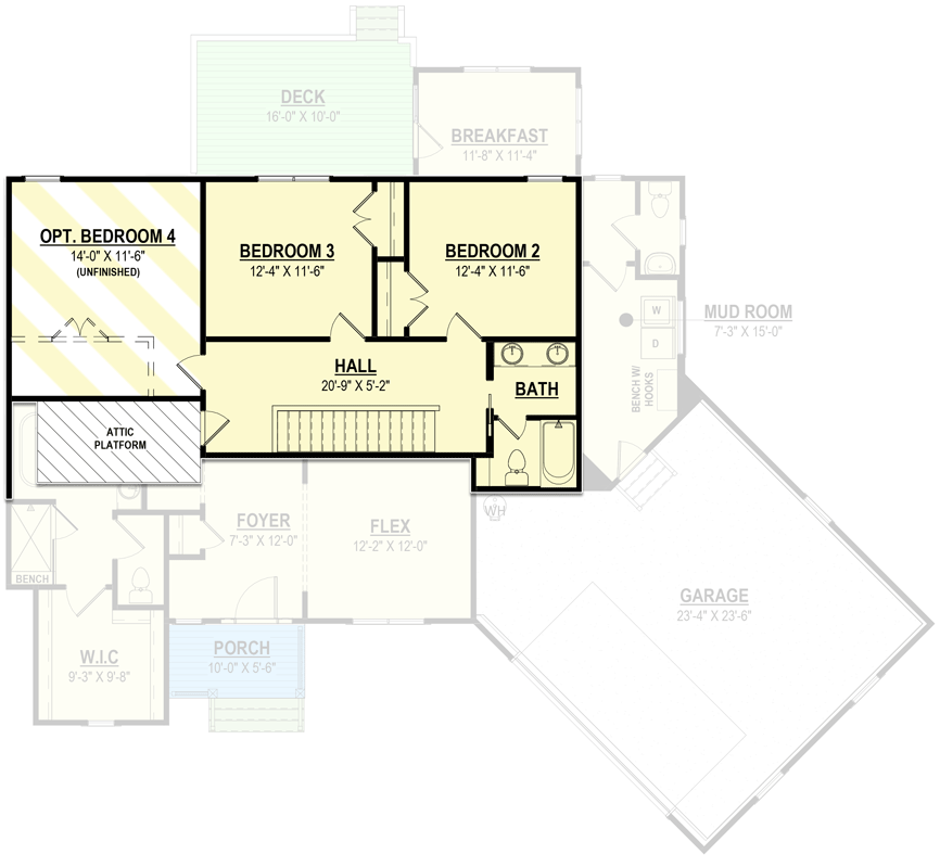 Plan 83638CRW: 2-Story Modern Farmhouse Plan with Flex Room and First-floor Main Bedroom - Floor Plan - 2nd Floor - Country, Craftsman, Farmhouse, Modern Farmhouse, New American