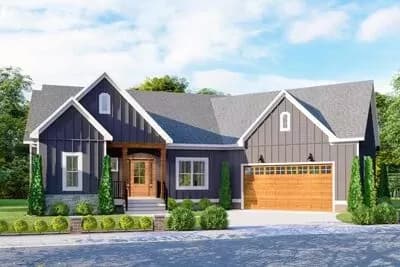 2-Story Modern Farmhouse Plan with Flex Room and First-floor Main Bedroom