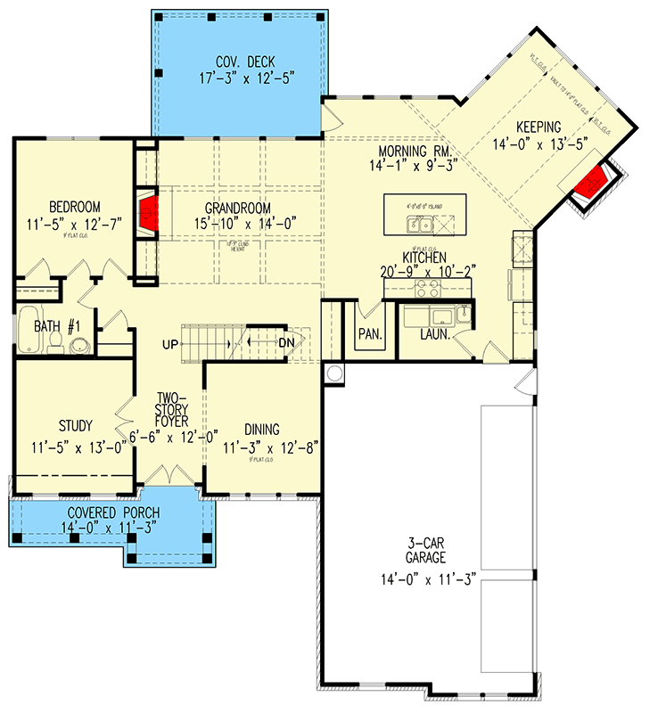 Plan 25806GE: 5-Bed House Plan with Angled Keeping Room and Formal and Informal Dining - 3547 Sq Ft - Floor Plan - Main Level - Country, European, Mountain, New American, Traditional