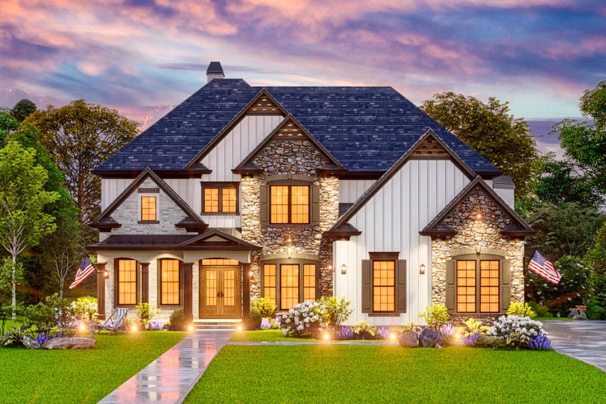 Plan 25806GE: 5-Bed House Plan with Angled Keeping Room and Formal and Informal Dining - 3547 Sq Ft - Image #22 - Country, European, Mountain, New American, Traditional