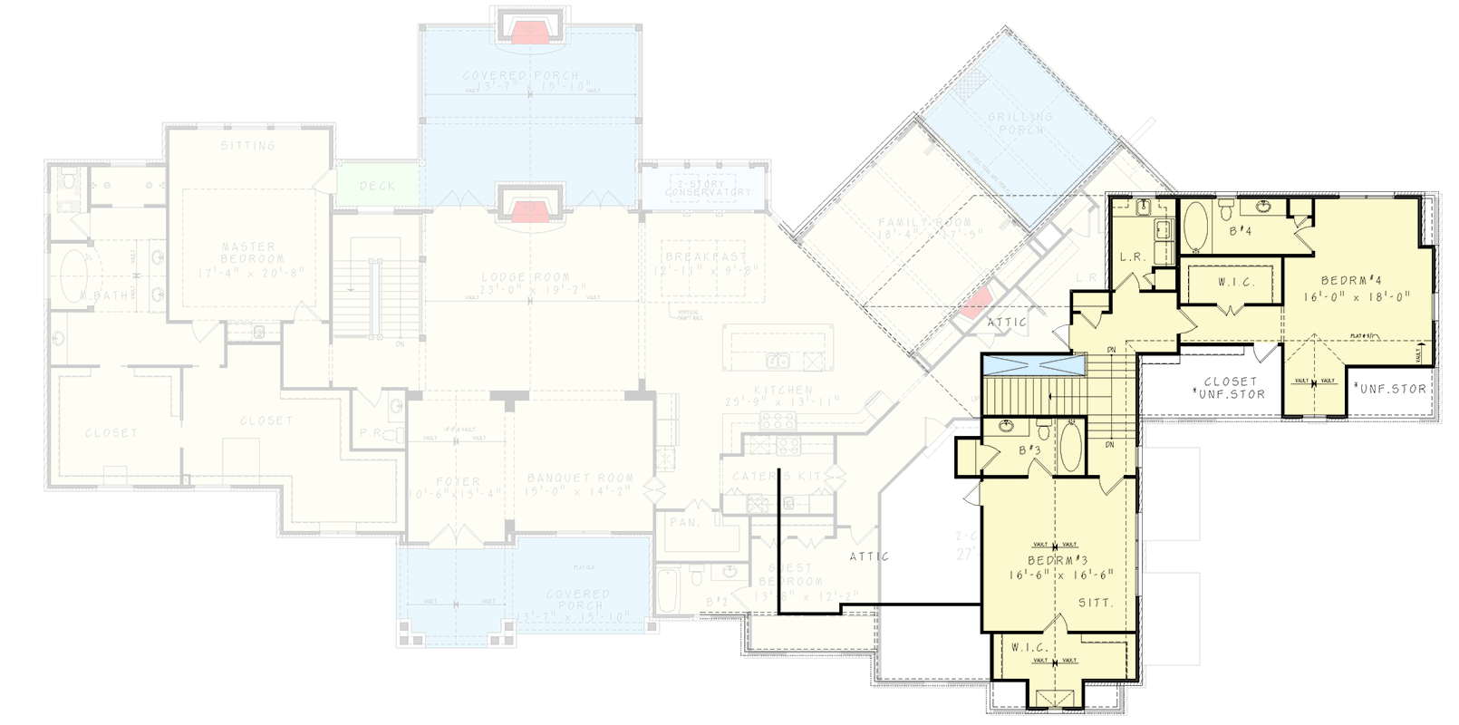 Plan 25807GE: Luxury European Home Plan with 9,500 Square Feet of Living Space - Floor Plan - 2nd Floor - European, Rustic, Transitional