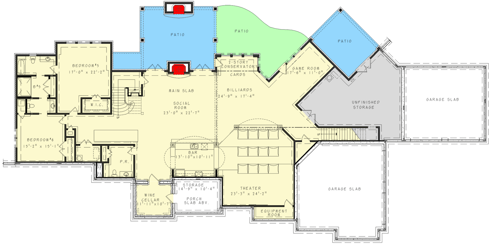 Plan 25807GE: Luxury European Home Plan with 9,500 Square Feet of Living Space - Floor Plan - Lower Level - European, Rustic, Transitional