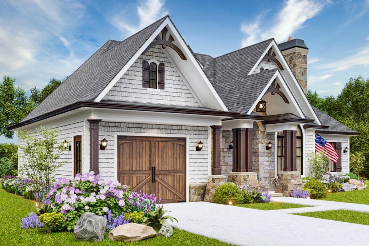 Plan 25808GE: Rustic Mountain Cottage Under 1200 Square Feet with Split Bedroom Layout - Image #4 - Cottage, Mountain, Ranch, Rustic