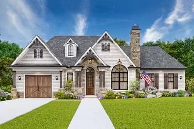 Rustic Mountain Cottage Under 1200 Square Feet with Split Bedroom Layout