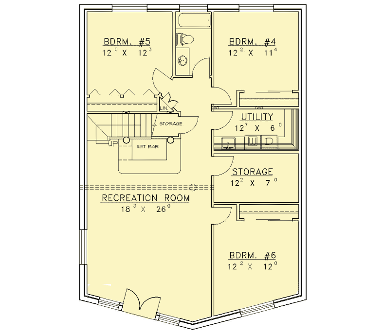 Plan 35112GH: Log Home Plan Made For Majestic Views - Floor Plan - Lower Level - Log Cabin, Mountain, Rustic, Vacation