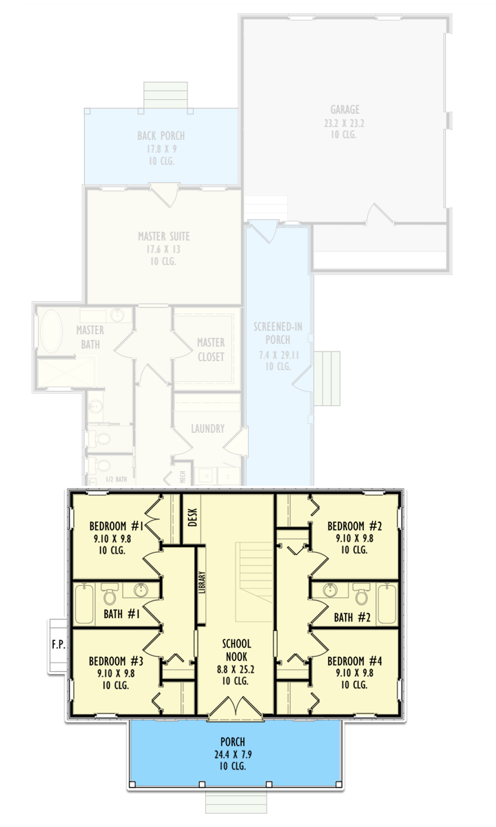 Plan 777056MTL: Southern Traditional House Plan with Stacked Front Porches and Rear Garage - Floor Plan - 2nd Floor - Colonial, Country, New Orleans, Southern, Southern Traditional