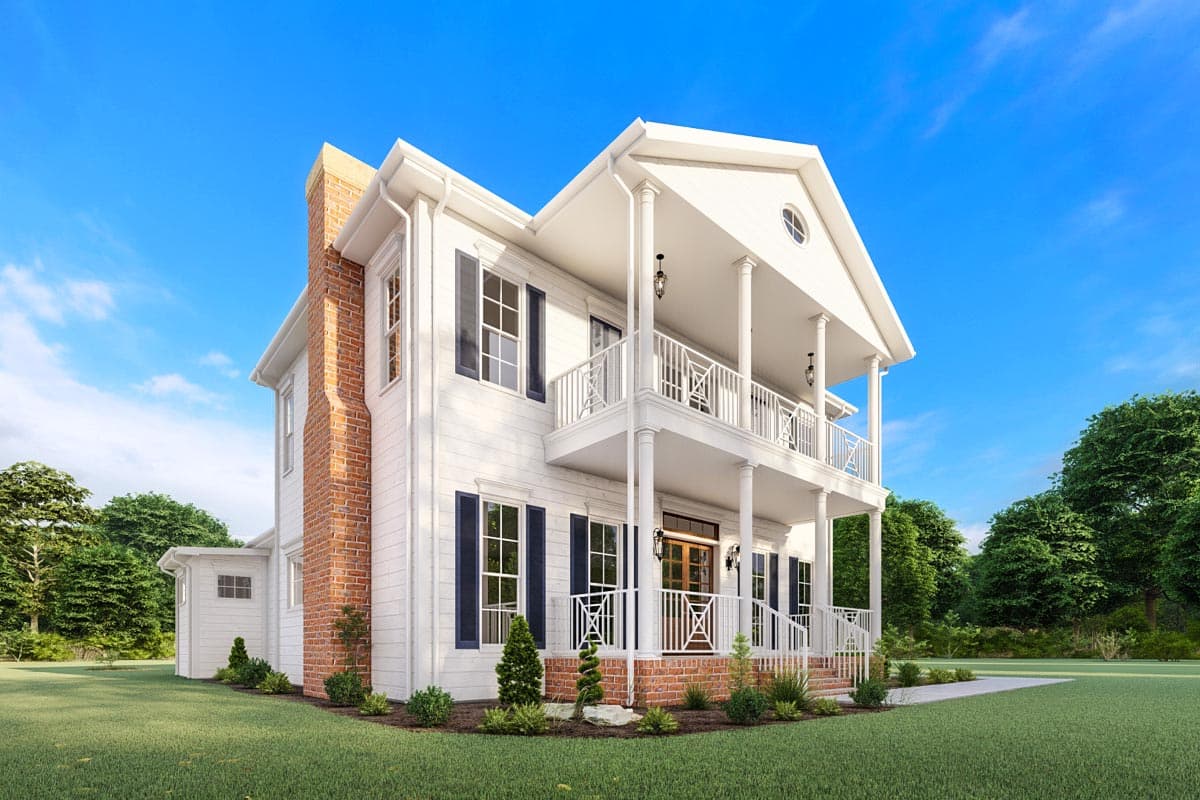 Plan 777056MTL: Southern Traditional House Plan with Stacked Front Porches and Rear Garage - Image #4 - Colonial, Country, New Orleans, Southern, Southern Traditional