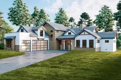 Rustic-and-Contemporary 6-Bed House Plan with Expandability
