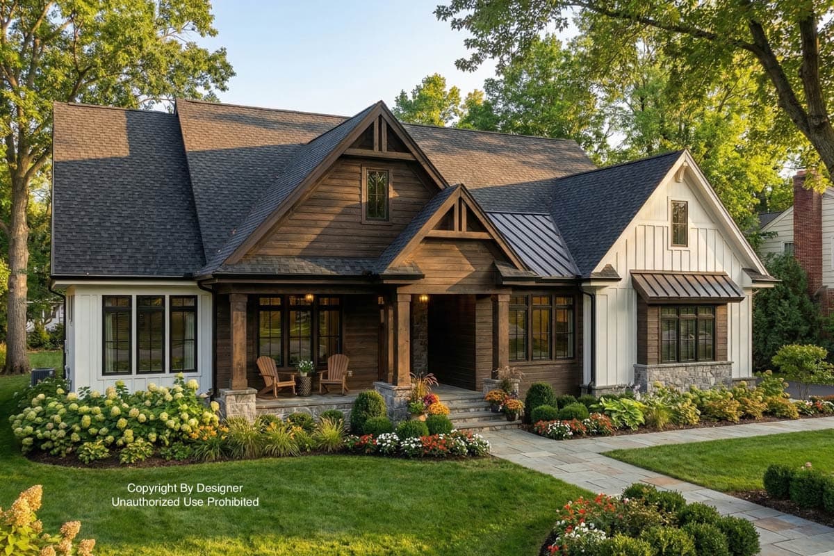 Plan 14748RK: 4 Bed Transitional Farmhouse Plan with Private Master Suite Porch - 2563 Sq Ft - Video Cover Image - Farmhouse, Modern Farmhouse, New American, Rustic, Transitional