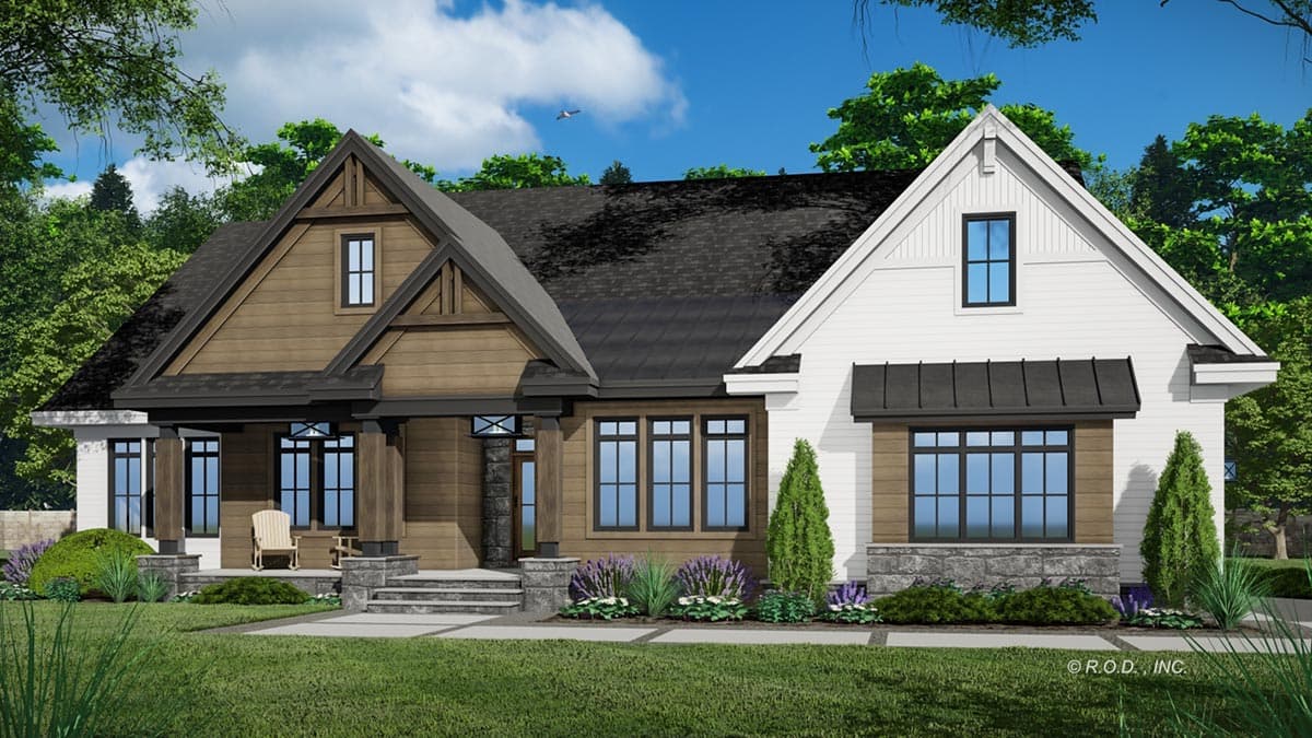 Plan 14748RK: 4 Bed Transitional Farmhouse Plan with Private Master Suite Porch - 2563 Sq Ft - Image #5 - Farmhouse, Modern Farmhouse, New American, Rustic, Transitional