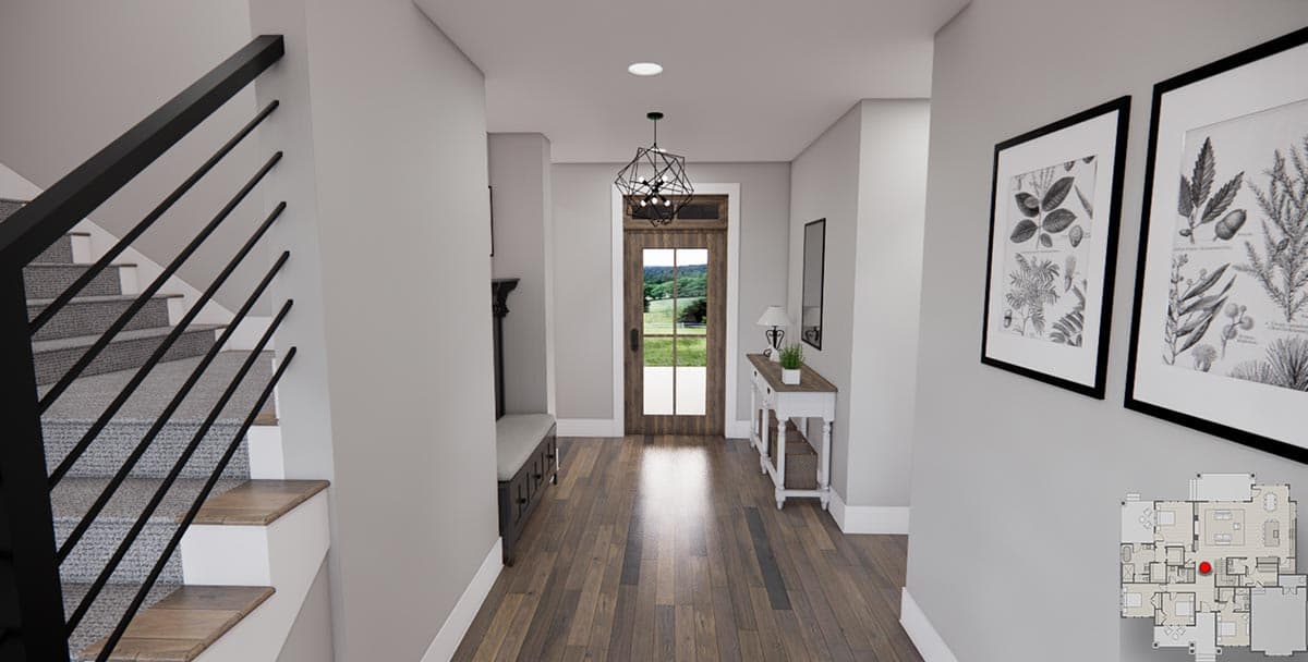 Plan 14748RK: 4 Bed Transitional Farmhouse Plan with Private Master Suite Porch - 2563 Sq Ft - Image #8 - Farmhouse, Modern Farmhouse, New American, Rustic, Transitional