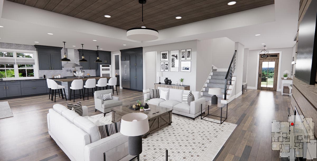 Plan 14748RK: 4 Bed Transitional Farmhouse Plan with Private Master Suite Porch - 2563 Sq Ft - Image #10 - Farmhouse, Modern Farmhouse, New American, Rustic, Transitional