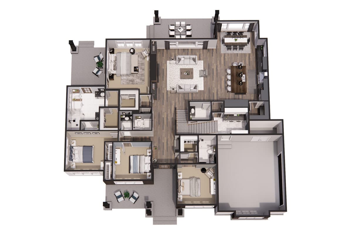 Plan 14748RK: 4 Bed Transitional Farmhouse Plan with Private Master Suite Porch - 2563 Sq Ft - Image #32 - Farmhouse, Modern Farmhouse, New American, Rustic, Transitional