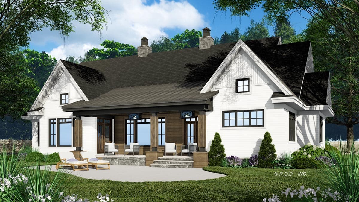 Plan 14752RK: Modern Farmhouse with Home Office and 12-Foot-Deep Rear Porch and Bonus Expansion - Image #4 - Country, Craftsman, Farmhouse, Modern Farmhouse, New American