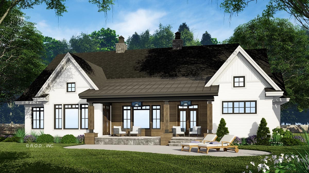 Plan 14752RK: Modern Farmhouse with Home Office and 12-Foot-Deep Rear Porch and Bonus Expansion - Image #5 - Country, Craftsman, Farmhouse, Modern Farmhouse, New American