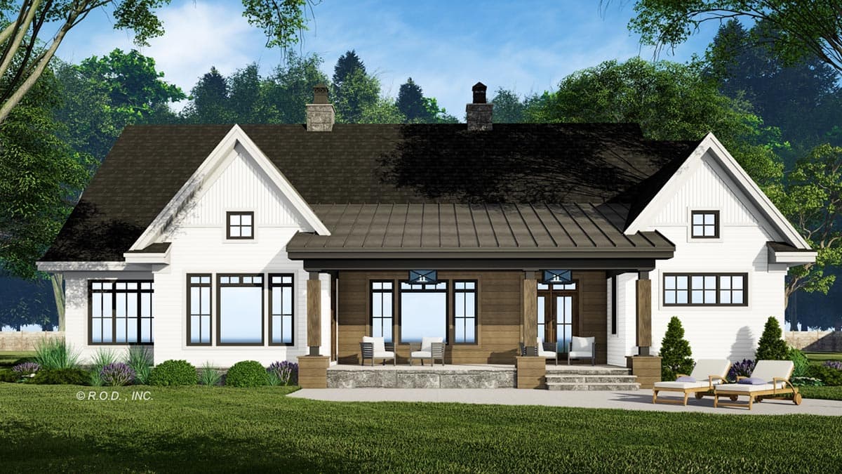 Plan 14752RK: Modern Farmhouse with Home Office and 12-Foot-Deep Rear Porch and Bonus Expansion - Image #6 - Country, Craftsman, Farmhouse, Modern Farmhouse, New American