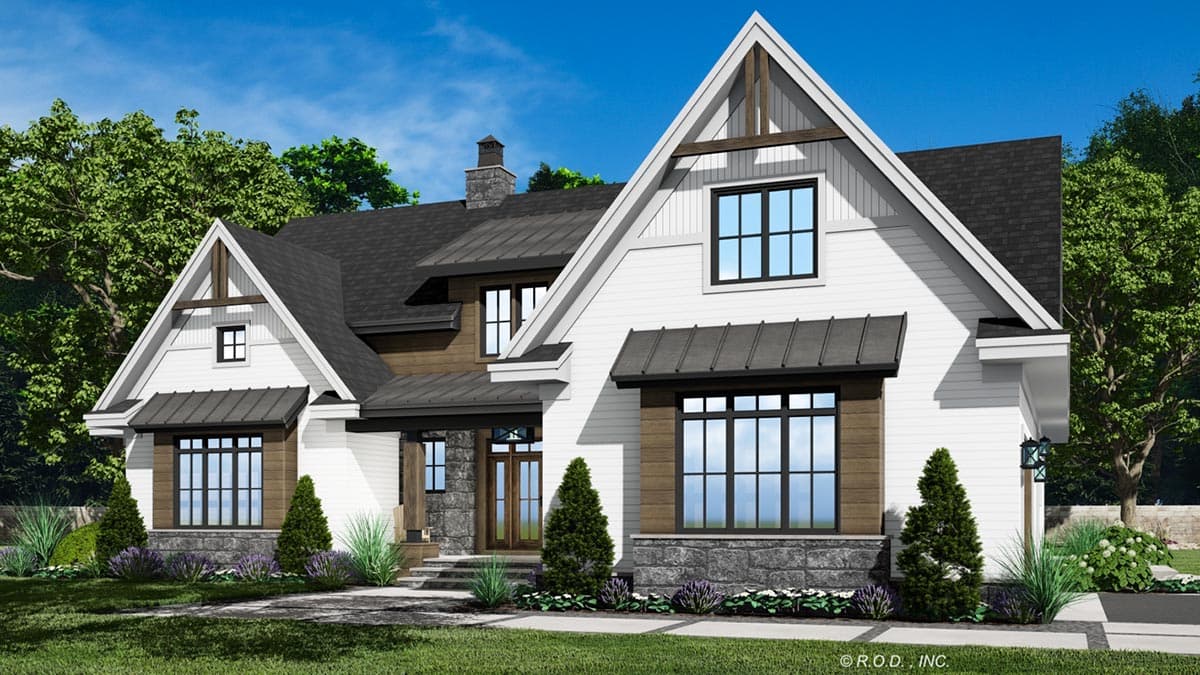 Plan 14752RK: Modern Farmhouse with Home Office and 12-Foot-Deep Rear Porch and Bonus Expansion - Image #8 - Country, Craftsman, Farmhouse, Modern Farmhouse, New American