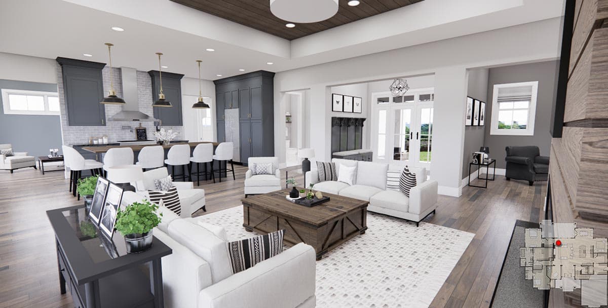 Plan 14752RK: Modern Farmhouse with Home Office and 12-Foot-Deep Rear Porch and Bonus Expansion - Image #12 - Country, Craftsman, Farmhouse, Modern Farmhouse, New American