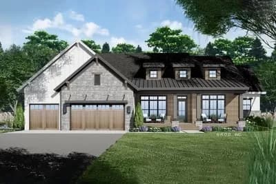 2600 Square Foot Rustic Traditional House Plan with 10-Foot-Deep Rear Porch