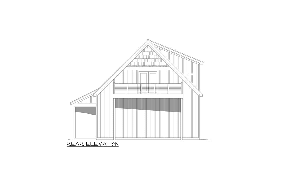 Plan 680123VR: 781 Square Foot Garage Apartment with Parking for Three Cars - Image #4 - Country, Traditional