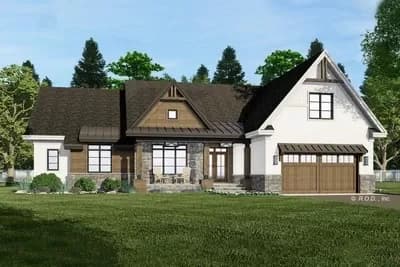 4-Bed Rustic House Plan Under 2300 Square Feet with Bonus Expansion
