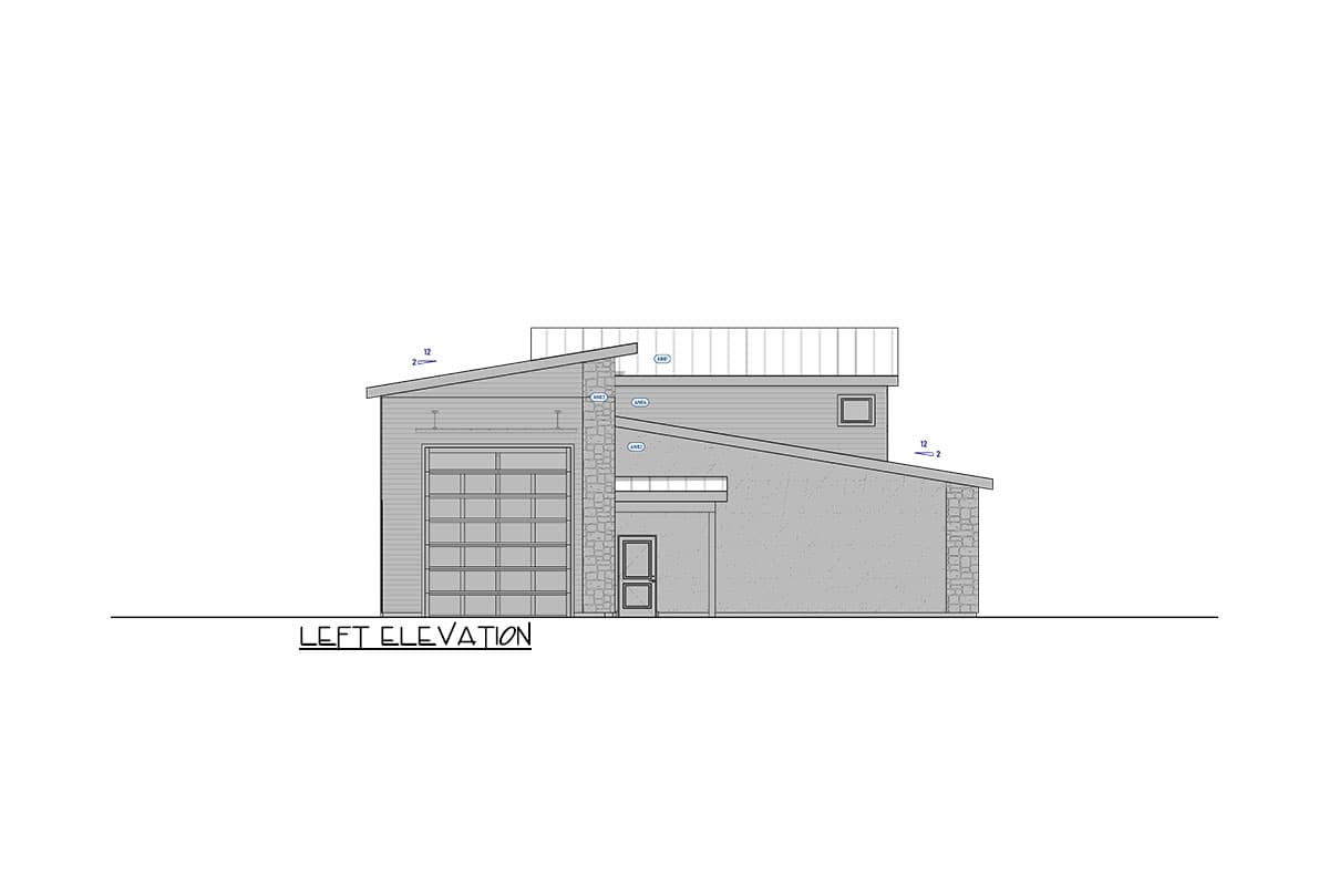 Plan 400016FTY: Modern House Plan with More Garage than Living Space - Image #9 - Barndominium, Mid Century Modern, Modern