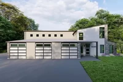 Modern House Plan with More Garage than Living Space