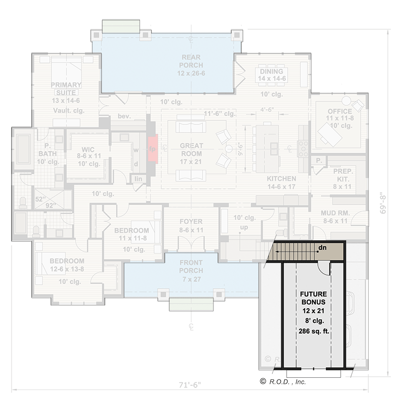 Plan 14759RK: 2660 Square Foot 3 Bed Modern Farmhouse with Home Office and Laundry Access to Master Suite - Floor Plan - 2nd Floor - Country, Craftsman, Modern Farmhouse, New American
