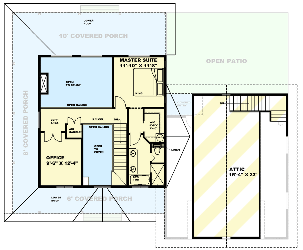 Plan 350022GH: 2 Bed Country Home Plan Under 1500 Square Feet with Upstairs Office - Floor Plan - 2nd Floor