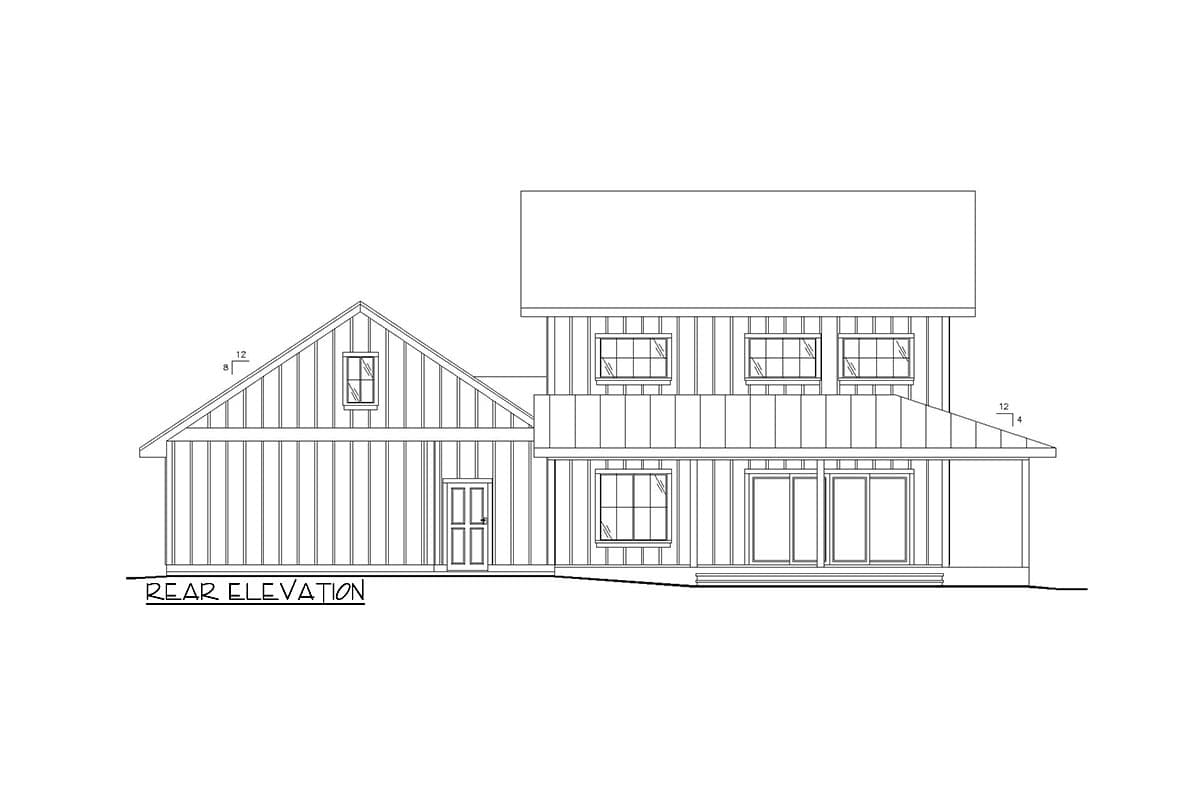 Plan 350022GH: 2 Bed Country Home Plan Under 1500 Square Feet with Upstairs Office - Image #4