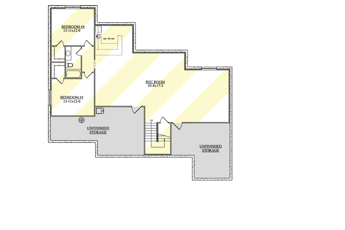 Plan 950002RWB: HomeBuilder's ProSpec Pack: 5 Versatile House Plans for Subdivisions & Developments - Floor Plan - Optionally Finished Lower Level - Country, Craftsman, New American, Prairie, Traditional
