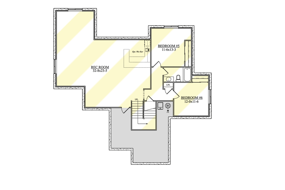 Plan 950008RWB: HomeBuilder's ProSpec Pack: 3 Versatile House Plans for Subdivisions & Developments - Floor Plan - Optionally Finished Lower Level - Craftsman, Modern Farmhouse, New American