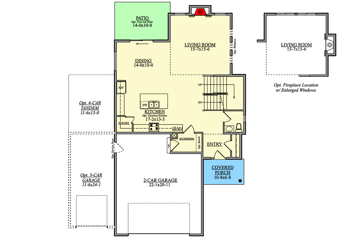 Plan 950009RWB: HomeBuilder's ProSpec Pack: 5 Versatile House Plans for Subdivisions & Developments - Floor Plan - Main Level - Country, Craftsman, Modern Farmhouse, New American, Northwest