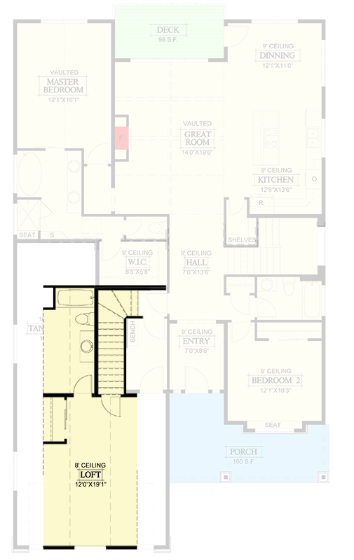 Plan 365037PED: New American Craftsman Plan with Vaulted Master Bedroom - Floor Plan - 2nd Floor - Country, Craftsman, New American