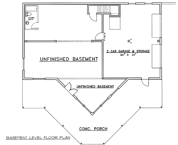 Plan 35128GH: Sloping Lot Mountain Log Home Plan - Floor Plan - Basement - Log Cabin, Mountain, Rustic, Vacation
