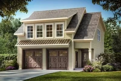 875 Square Foot 2-Car Craftsman-Style Garage with Storage Above