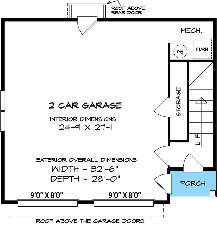 Plan 360117DK: 804 Square Foot 1 Bed Garage Apartment with Country Craftsman Styling - Floor Plan - Main Level - Carriage, Country, Craftsman
