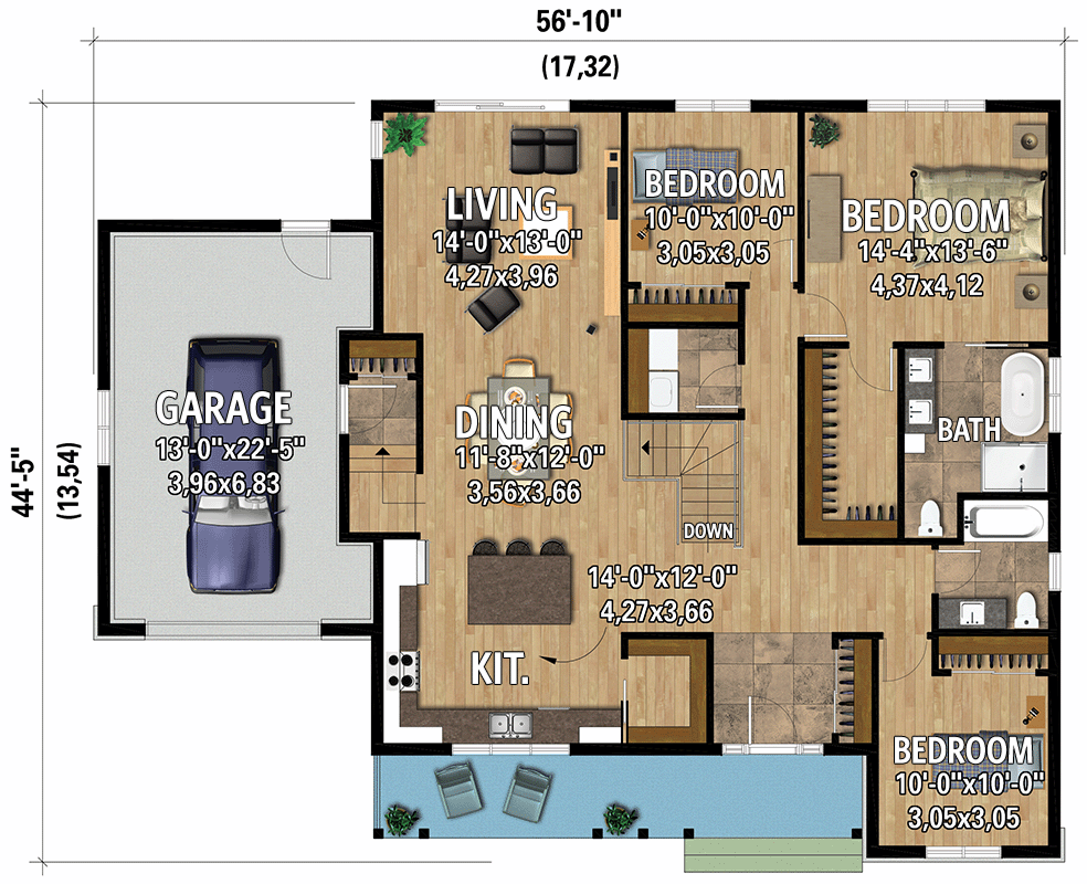 Plan 801126PM: 1611 Square Foot 3 Bed New American House Plan with Single Level Living - Floor Plan - Main Level - Country, Craftsman, New American