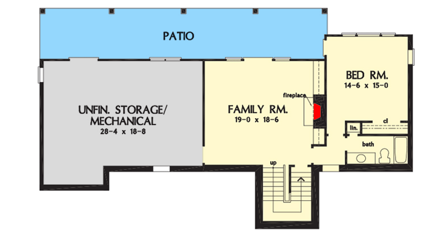 Plan 444391GDN: One Story Craftsman House Plan Under 3000 Square Feet with 3 Bedrooms - Floor Plan - Lower Level - Craftsman, Ranch, Traditional