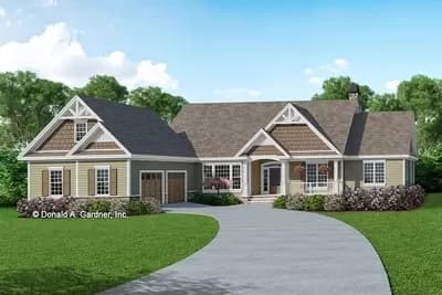 One Story Craftsman House Plan Under 3000 Square Feet with 3 Bedrooms