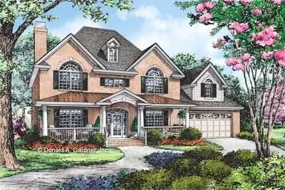 5 Bed Traditional House Plan Under 3100 Square Feet with Two Story Foyer and Great Room
