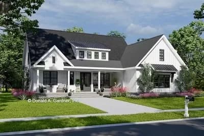 2 Story Modern Farmhouse Plan Under 2000 Square Feet with Bonus Expansion