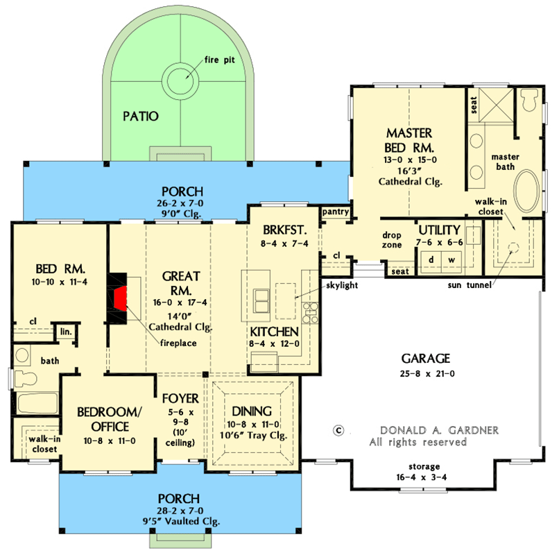 Plan 444399GDN: Rustic Modern Farmhouse Under 1600 Square Feet with Flex Room - Floor Plan - Main Level - Cottage, Country, Farmhouse, Modern Farmhouse, Rustic, Traditional