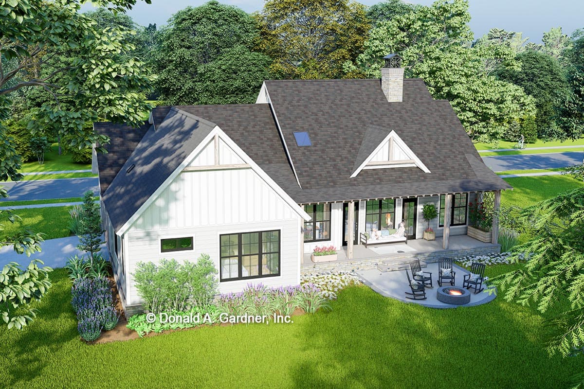 Plan 444399GDN: Rustic Modern Farmhouse Under 1600 Square Feet with Flex Room - Image #4 - Cottage, Country, Farmhouse, Modern Farmhouse, Rustic, Traditional