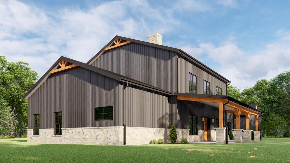 Plan 777057MTL: 3000 Sq Ft Barndominium Style House Plan with 2-Story Great Room and 1550 Sq Ft Garage - Image #8 - Barndominium, Country, Farmhouse, Modern Farmhouse, Traditional