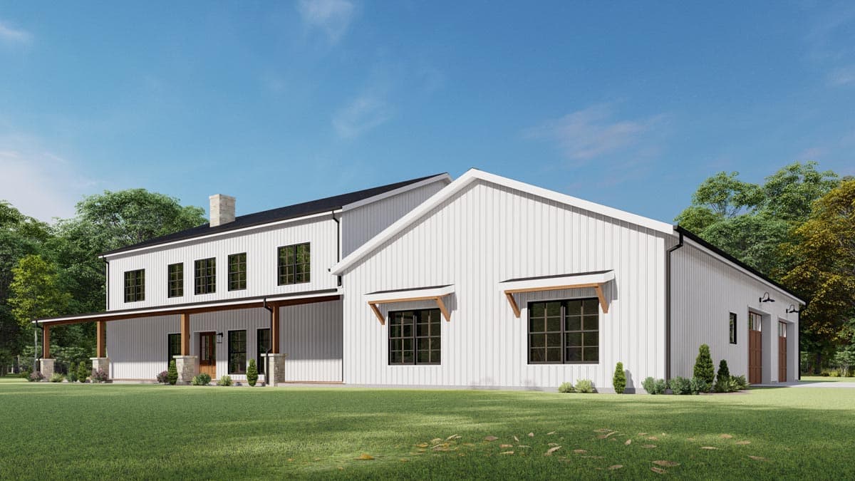 Plan 777058MTL: 4590 Sq Ft Barndominium Style House Plan with Apartment Behind 1090 Sq Ft Garage - Image #6 - Barndominium, Country, Rustic, Traditional