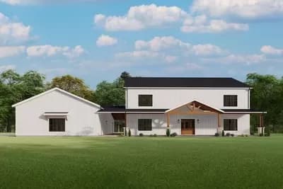 4590 Sq Ft Barndominium Style House Plan with Apartment Behind 1090 Sq Ft Garage